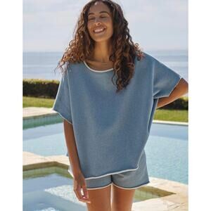 Frank Eileen Original Capelet Indigo Melange Sweatshirt One Size Fits Most